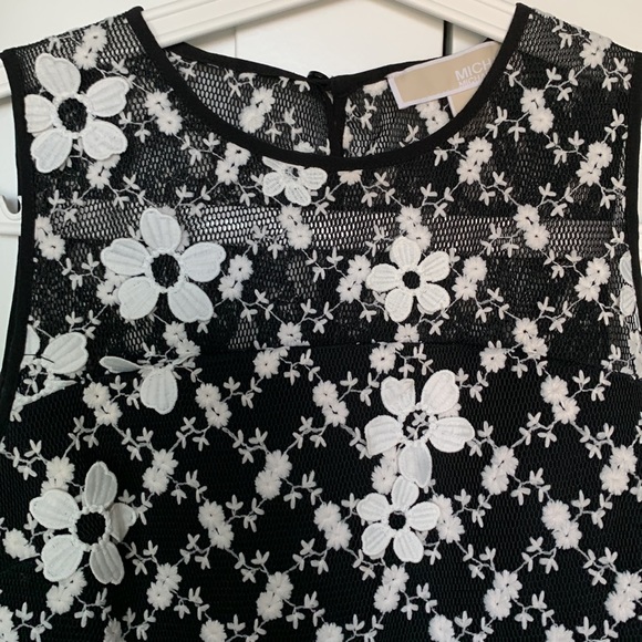 Micheal Kors Embroidered Black and White Floral Dress - Picture 5 of 12